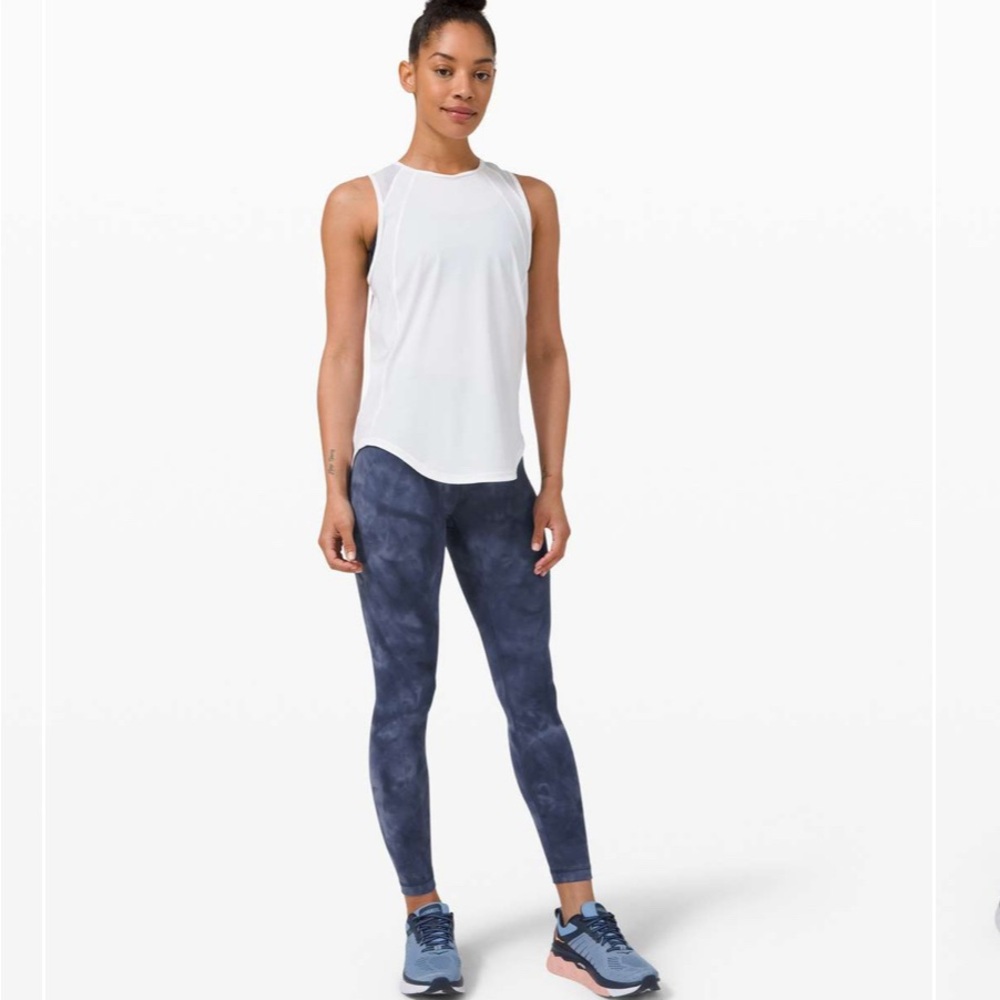Lululemon Wunder Train Tie-Dye Blue Leggings Everlux Size 8